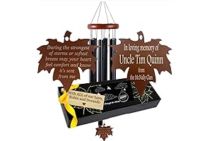 Personalized Memorial Wind Chimes USA Seller Deep Tone Large Wind Chime with Maple Leaf