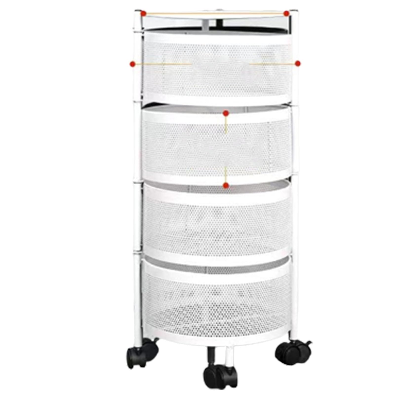 Carrello da pavimento multistrato girevole rimovibile con cestino in rete, traspirante, anti-goccia, carrello portaoggetti per cucina, soggiorno, camera da letto