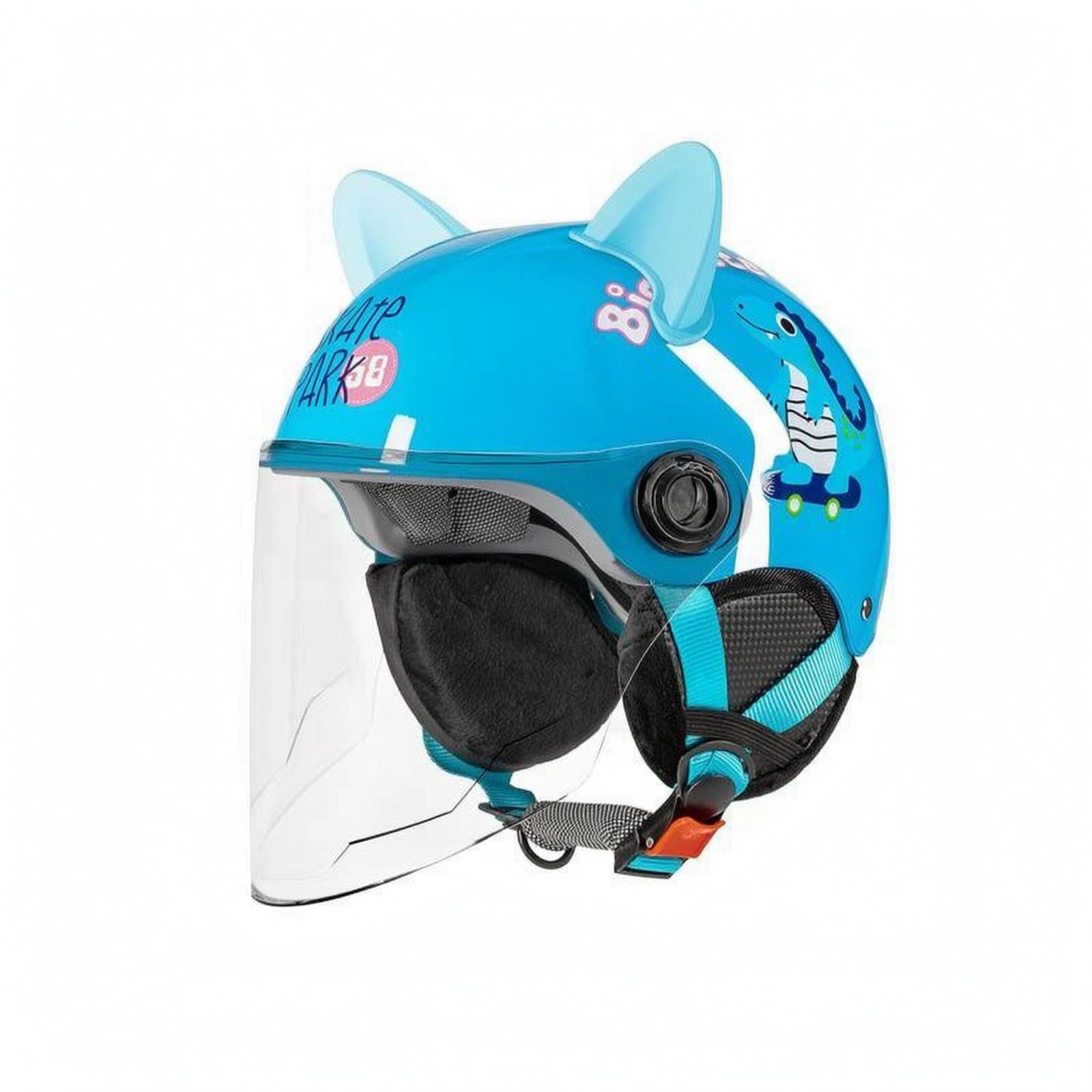 Children's Cat-Ear Helmet Hard Cat-Ear Helmet Fast-Release Buckle Child Gear Dinosaur Blue Clea a-image-28
