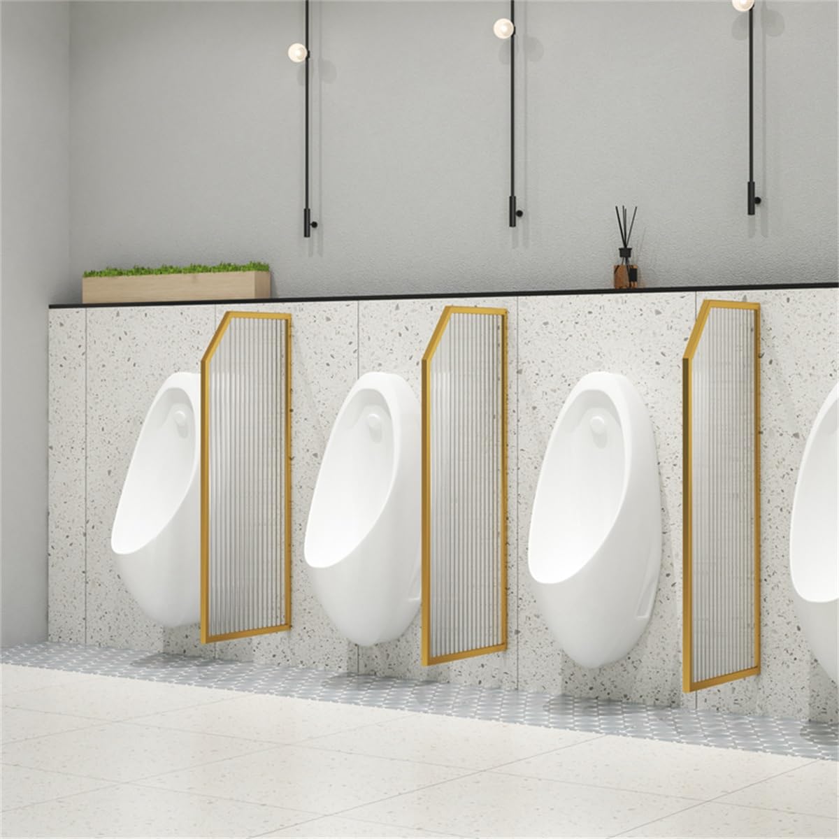 Mampara divisoria de urinario de pared dorada para equipamiento de baños colectivos, 4 piezas