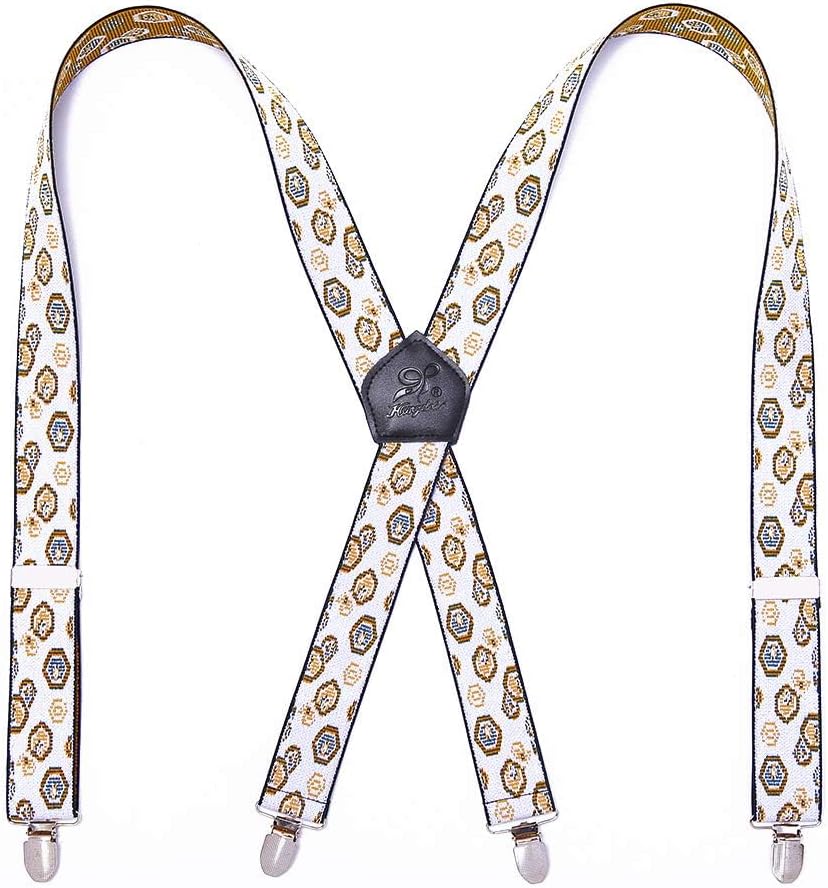 – Men Braces Strong Metal Clips 4 X Back Durable Elastic Adjustable Suspenders Heavy Duty Mens Braces