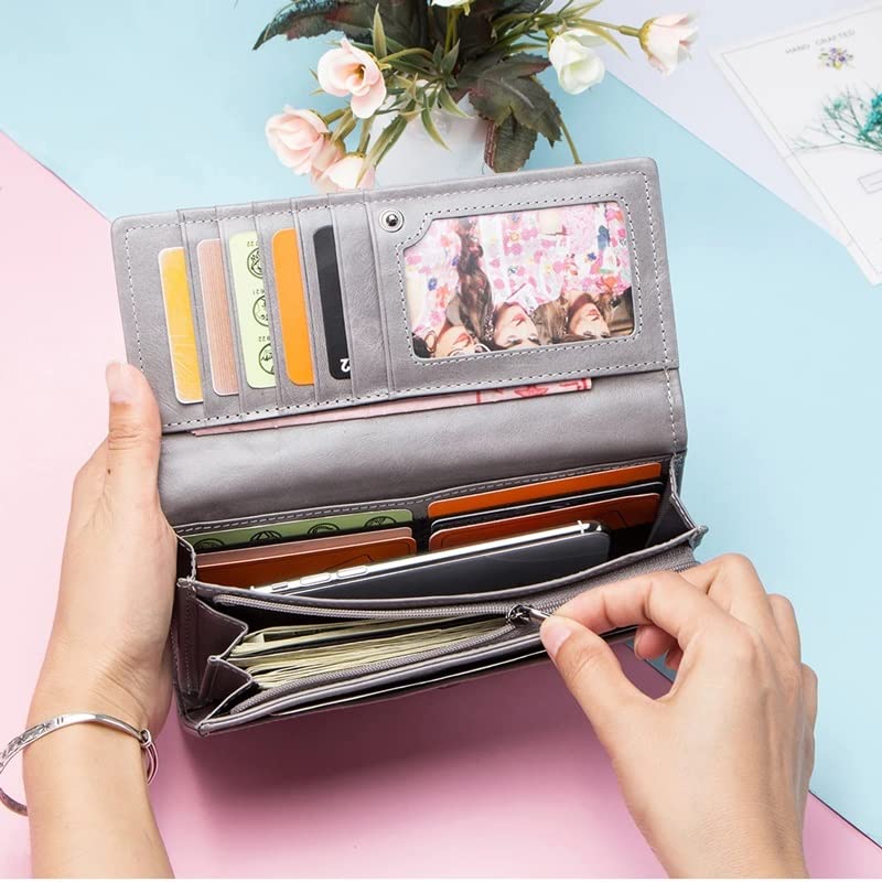 Wallets,Women Wallets with Coin Pocket Long Wallets Zipper Wallets with Card Holders Femal Purse (A 19 * 10cm)4
