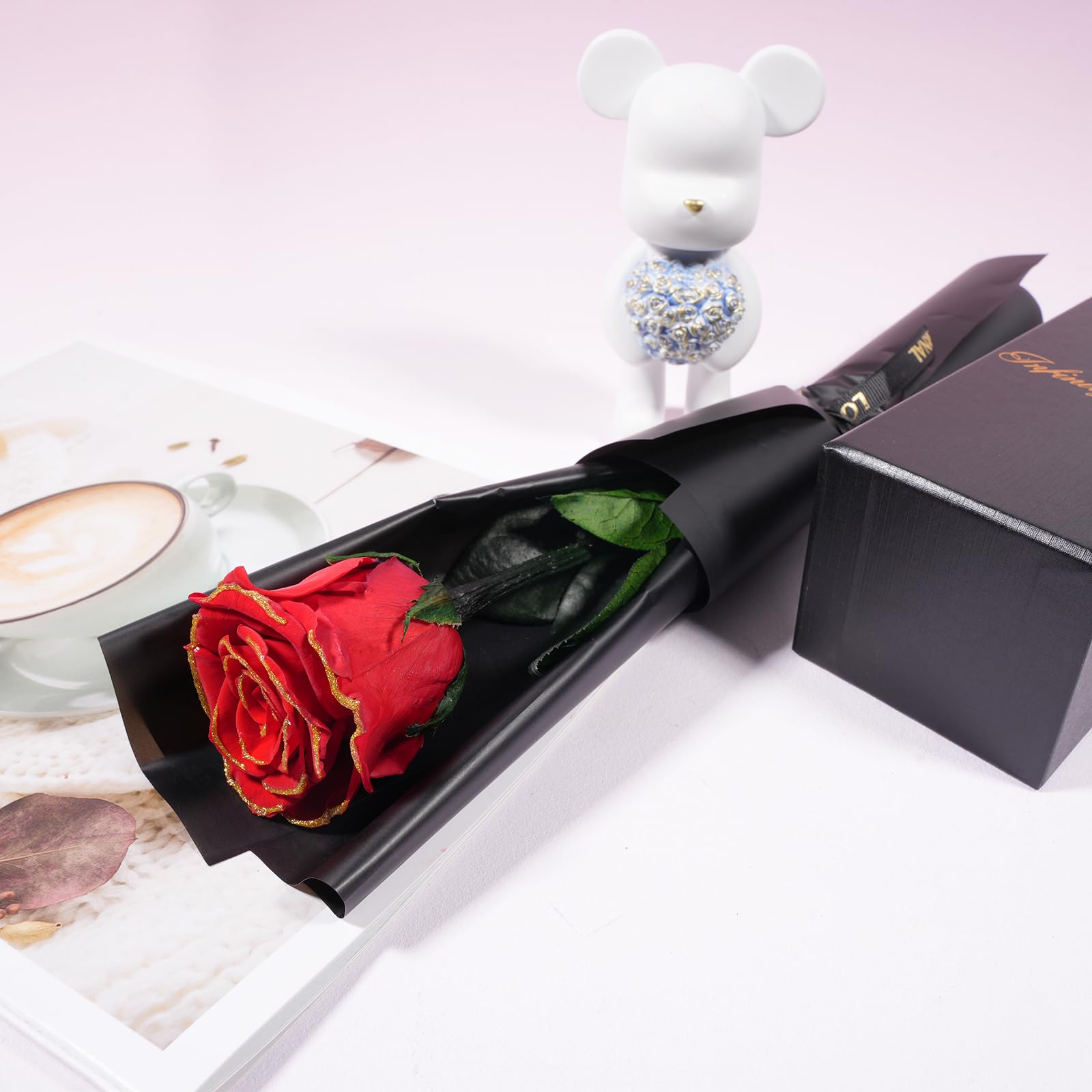 Rosa Eterna Yamonic - Rosa Vera Stabilizzata, Regalo Perfetto Per Lei - Foto 4