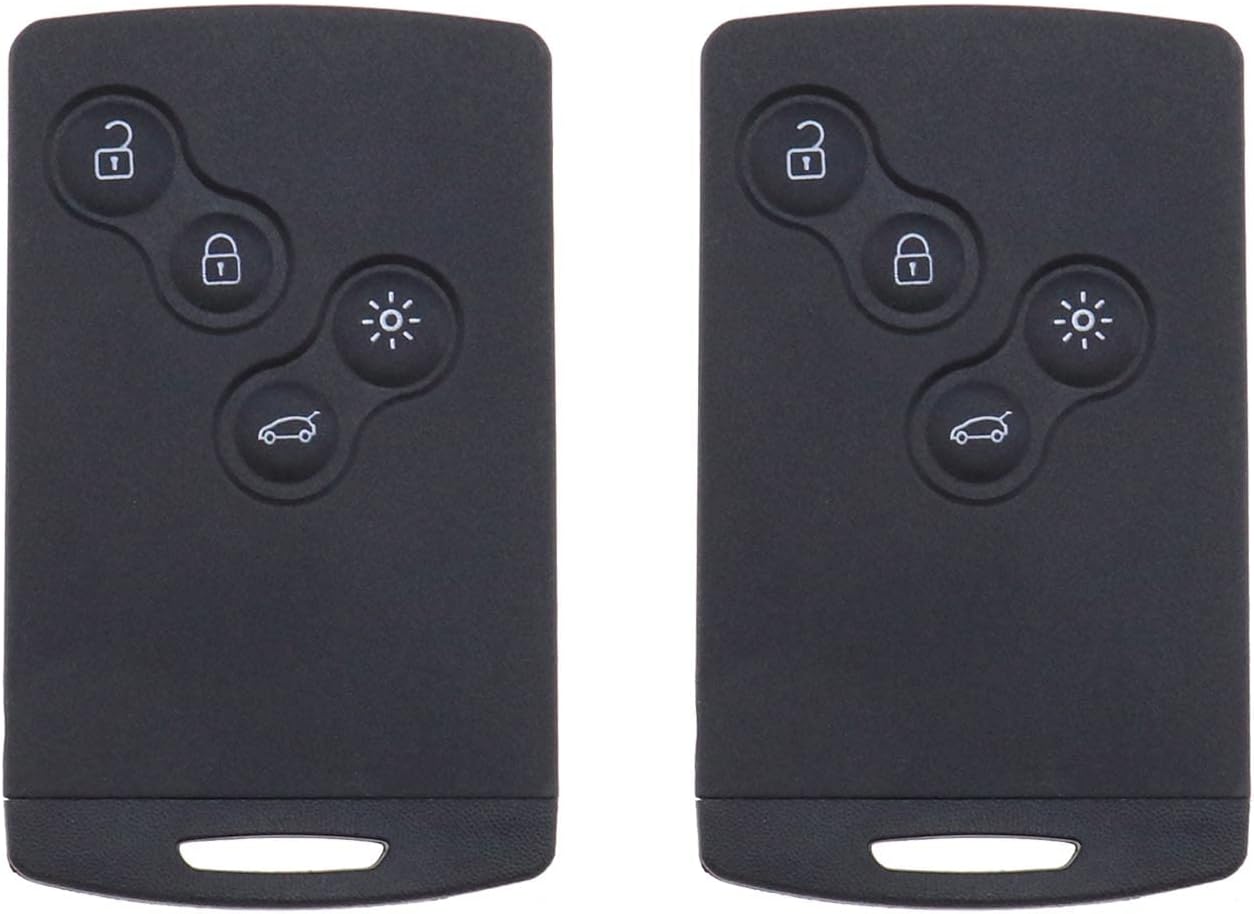 2X 4 Button Car Key Fob Case Replacement Housing Shell with Keys Smart Remote Fob Case Shell Compatible with Renault Laguna Megane Scenic CLIO Captur Koleos 2009-2016