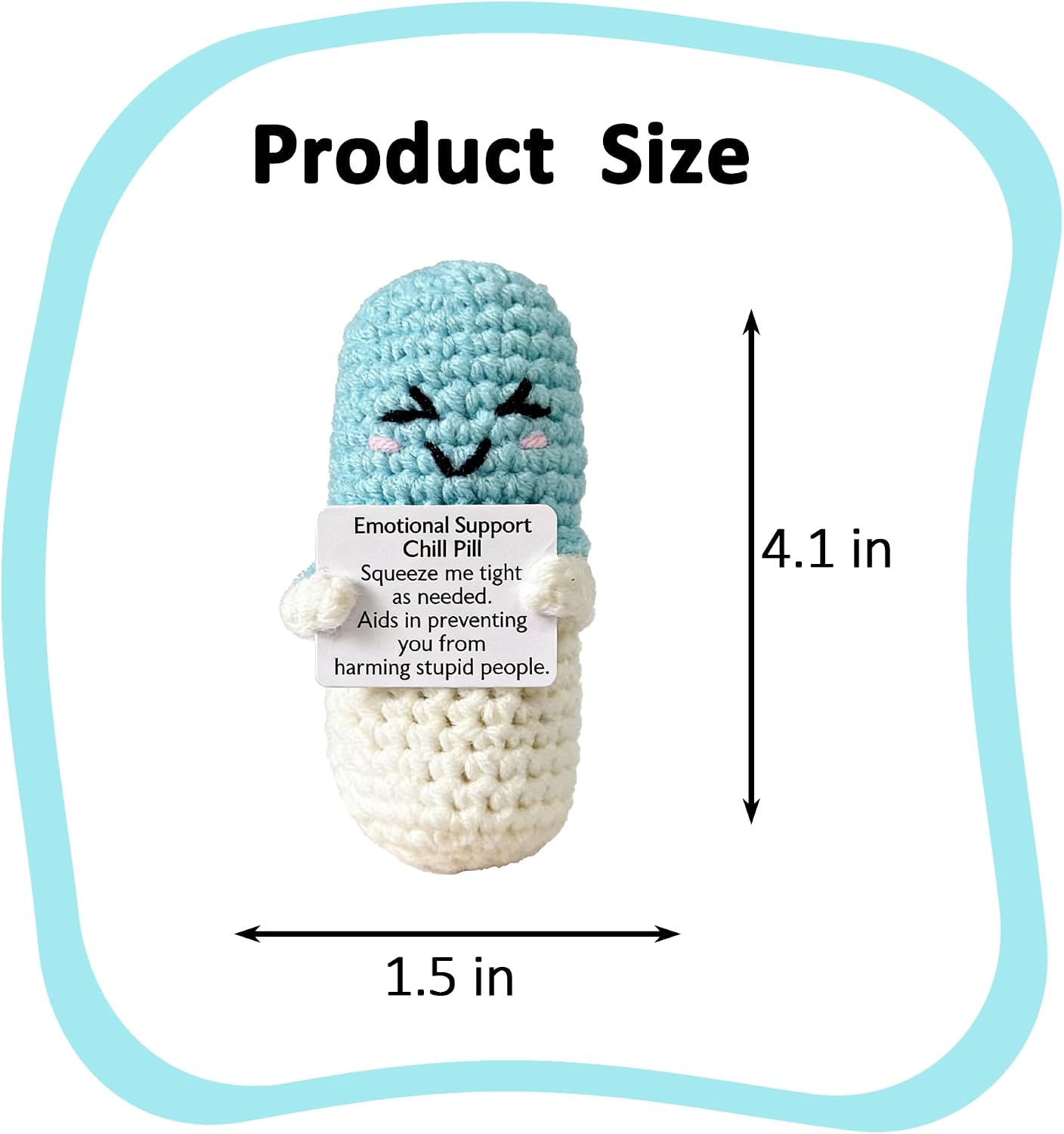 Emotional Support Crochet Pill Capsule Ornament Happy Chill Positive Crochet Pill Decor Desk Home Hospital Handmade Gift Men Women Patients JDYWAQ-JN p+b+r