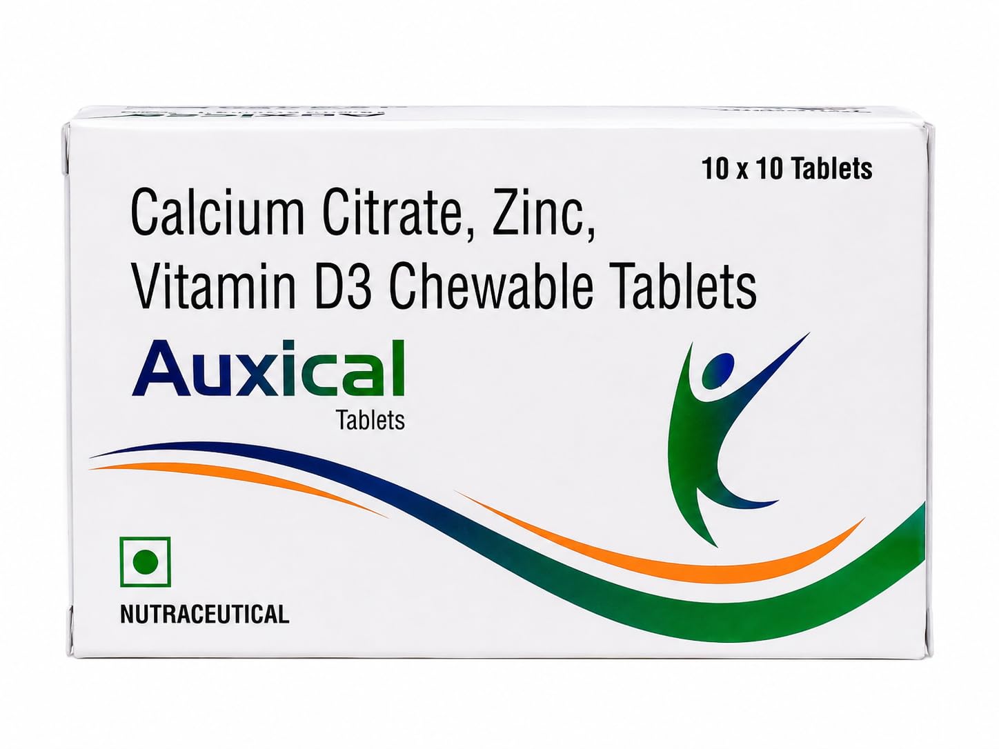 Auxical Calcium Citrate, Zinc & Vitamin D3 Chewable Tablets – Pack of 2 strip x 10 Tab)