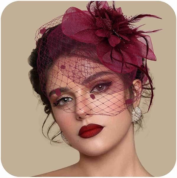 Masedy Vintage Fascinator with Lace and Feather for Events