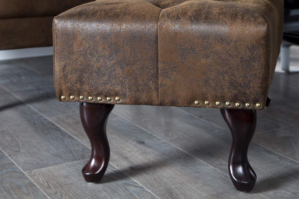 invicta INTERIOR Design Chesterfield Fußhocker im Antik Look Hocker Sitzhocker Wohnzimmer Polsterhocker