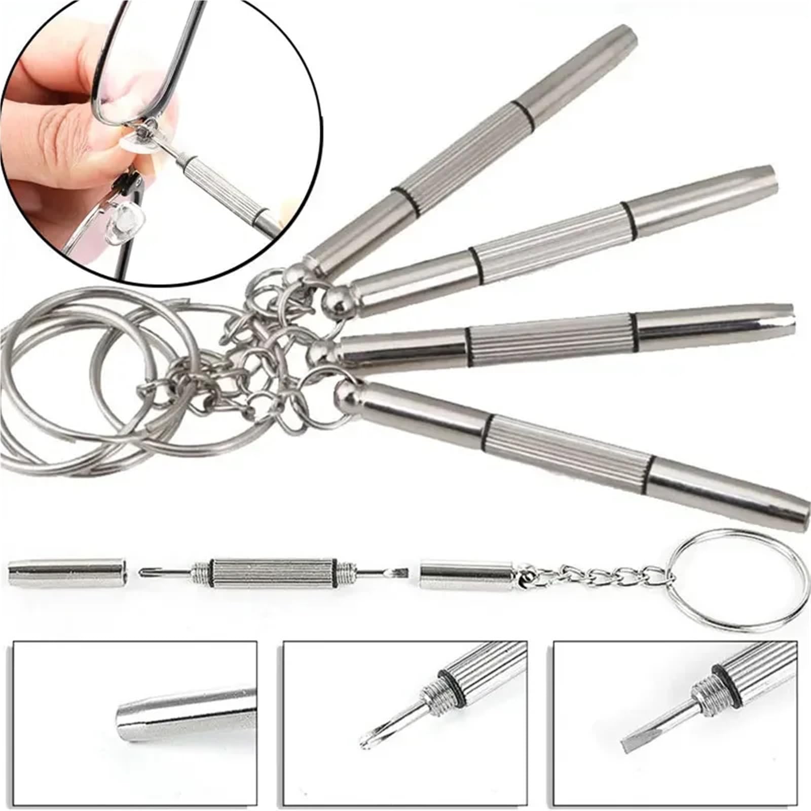 Set di cacciaviti for occhiali da 2 pezzi con portachiavi for riparazione orologi Nero(5pcs)