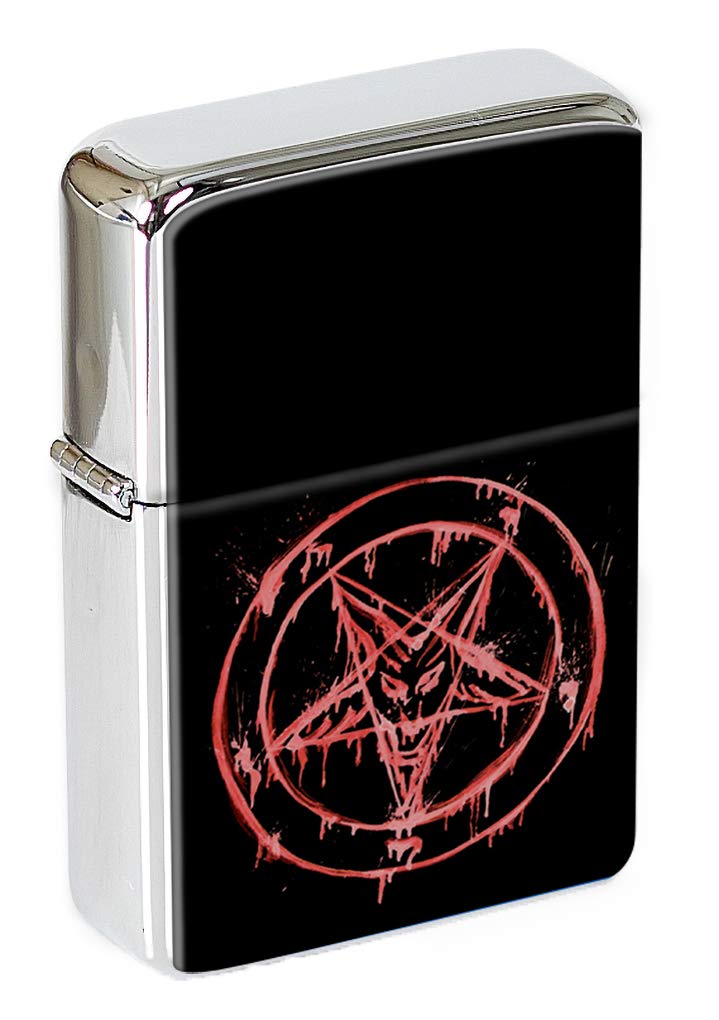Giftshop Uk Silver Satanic Pentagram Flip Top Lighter