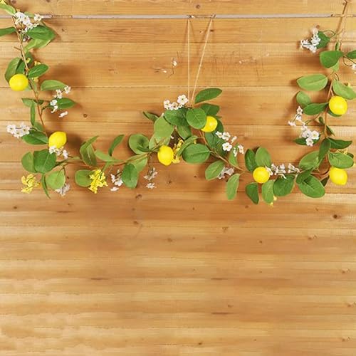 Miniatura 9 de Happyyami Guirnalda de limón artificial para decoración al aire libre, guirnalda de frutas de primavera con limones falsos, 2 guirnaldas amarillas