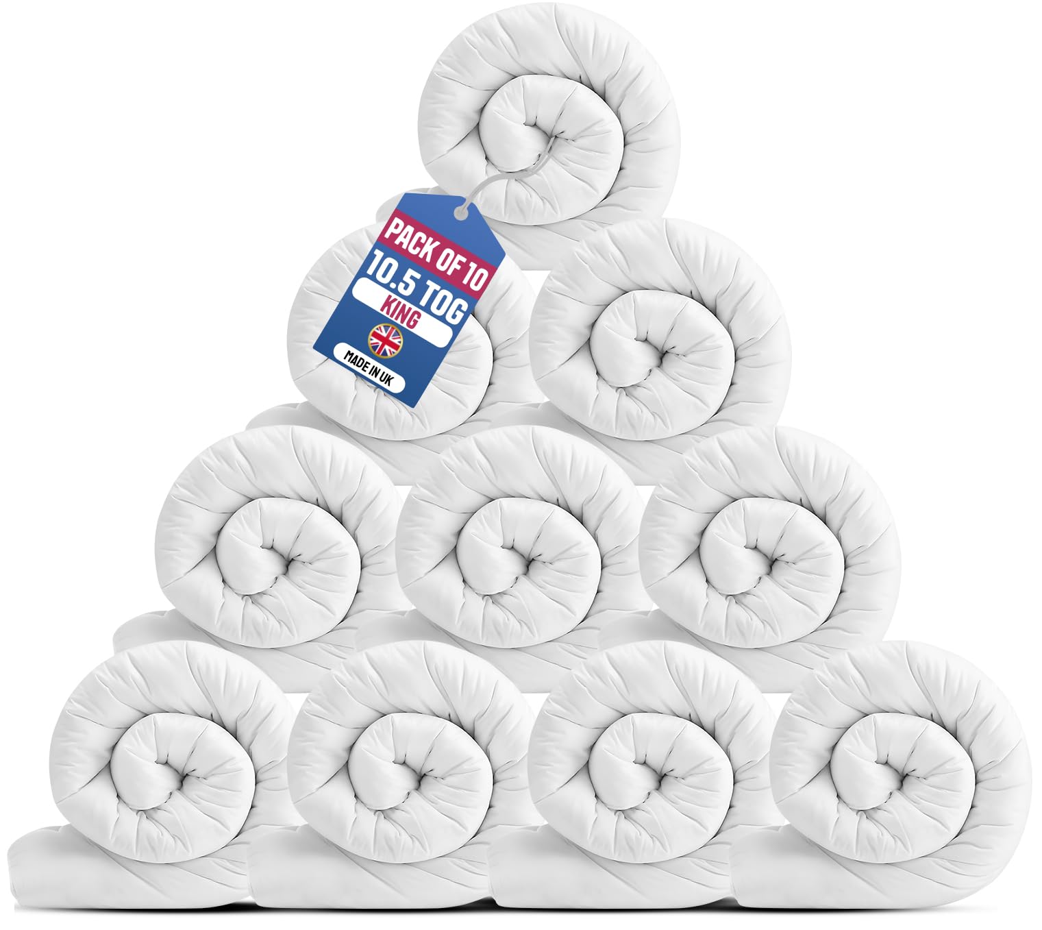 Hafaa King Size Duvet 10.5 Tog (10 Pack) All Year Round Anti Allergy Hollowfibre Filling Duvet King Size Thick and Warm Comfortable Quilt - UK Made