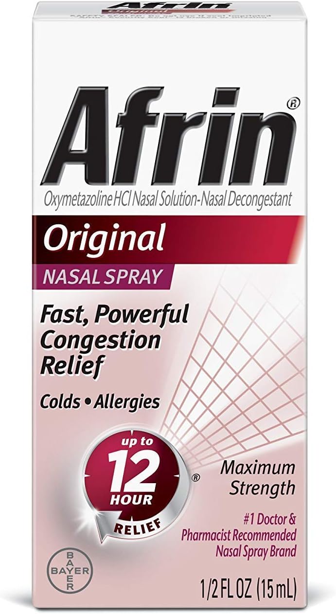 Afrin Nasal Spray 12 Hour Relief, Original, 0.5 fl oz (Pack of 3)