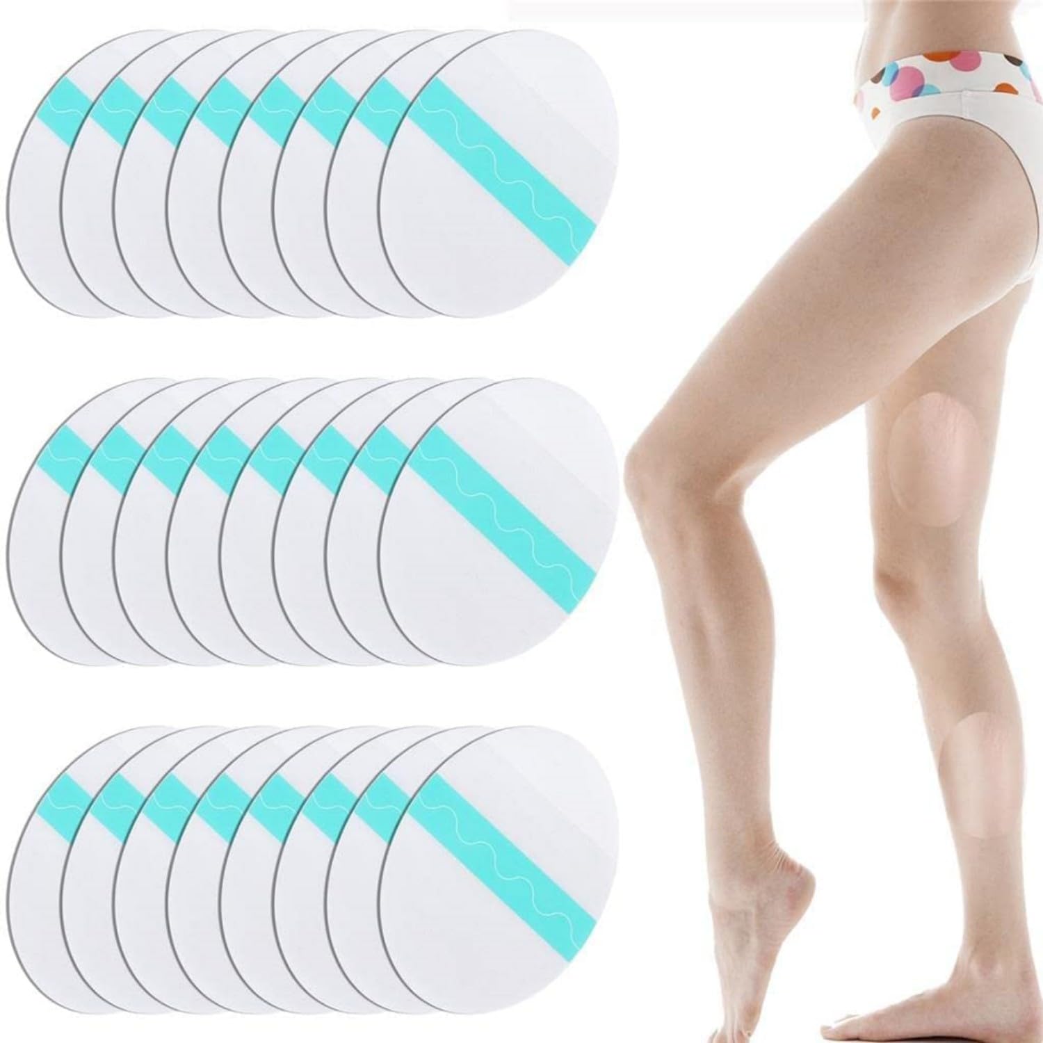 20 pcs Thigh Tapes Invisible Anti Chafing Thigh Tape, Anti-Chafing Sticker Paste for Thigh Inner Clear Thigh Bands Disposable Body Anti-Friction Pads