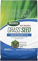 Scotts Turf Builder Grass Seed Sun & Shade Mix with Fertilizer and Soil Improver, Thrives in Many Conditions, 2.4 lbs.