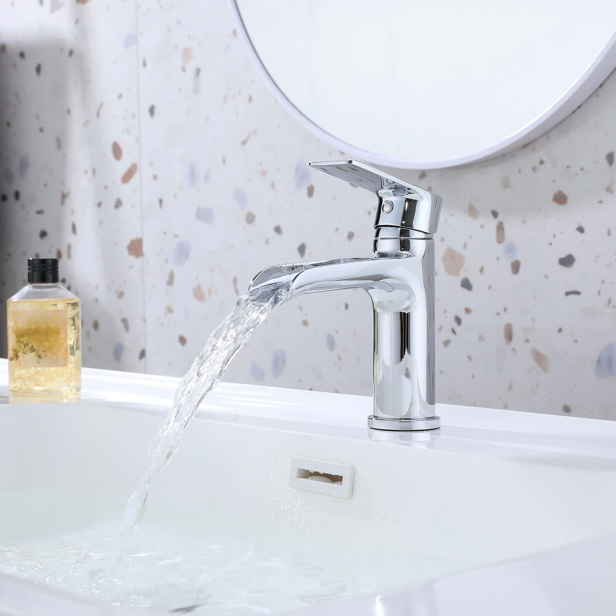 Rubinetto per lavabo a cascata cromato, rubinetto bagno cascata,Rubinetto lavandino per bagno, miscelatore monocomando lavandino,Miscelatore bagno in ottone