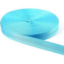 Yalulu 10 Yards Nylon Reflective Tubular Webbing Tube, Polypropylene Webbing Double-Layer Tape Safety Belt Strap Pet Leash Backpack Band Sky Blue
