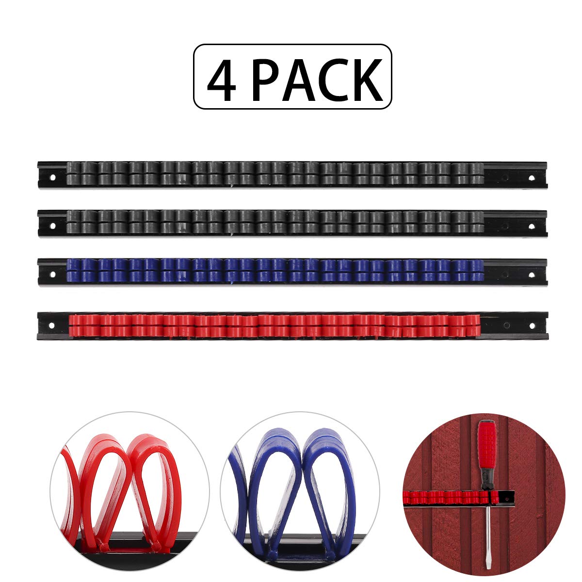 3-H Screwdriver Organizer 4 pcs,Screwdriver Holder New Mold Made, Tool wall Organiser & Holder for small hand tools