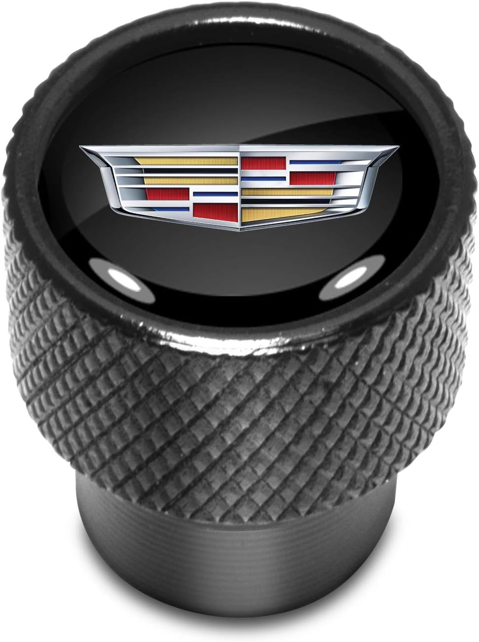 iPick Image for Cadillac Crest Logo Black Easy-Grip Aluminum Tire Valve Stem Caps