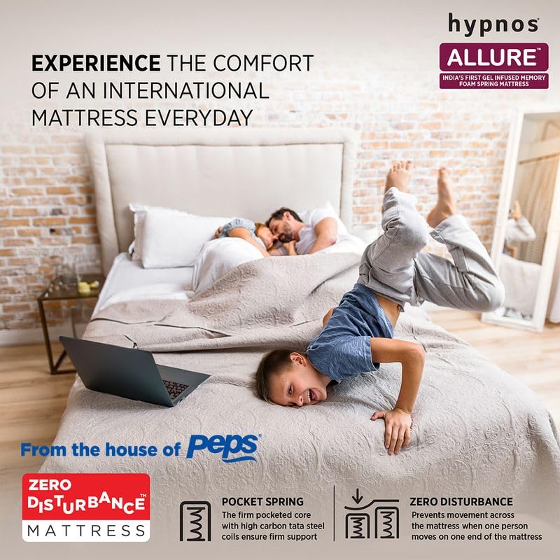 Image of Hypnos Allure Hybrid 6 Inch Gel-Infused Memory Foam Pocket Spring Mattress |King Size (75X72 Inchs) | Medium Firm Orthopedic Back Support | Zero Disturbance | 10-Year Warranty