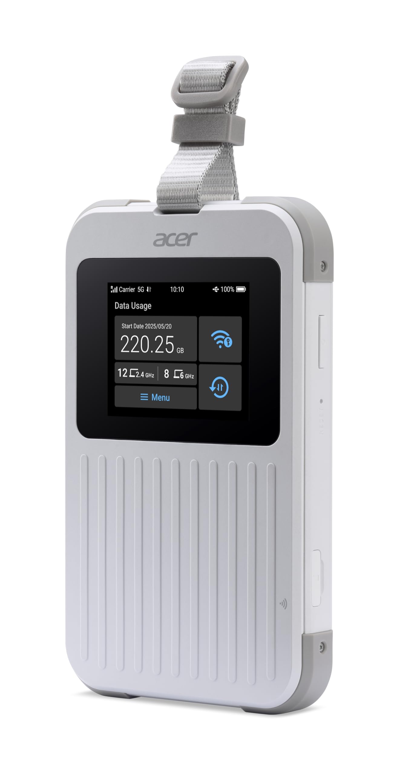 Acer, Connect M6E, Mobiler 5G Wi-Fi Hotspot, Globales 5G, TRI-SIM-Unterstützung, Wi-Fi 6E, Tri-Band, bis zu 20 Geräte, Touchscreen, Weiß
