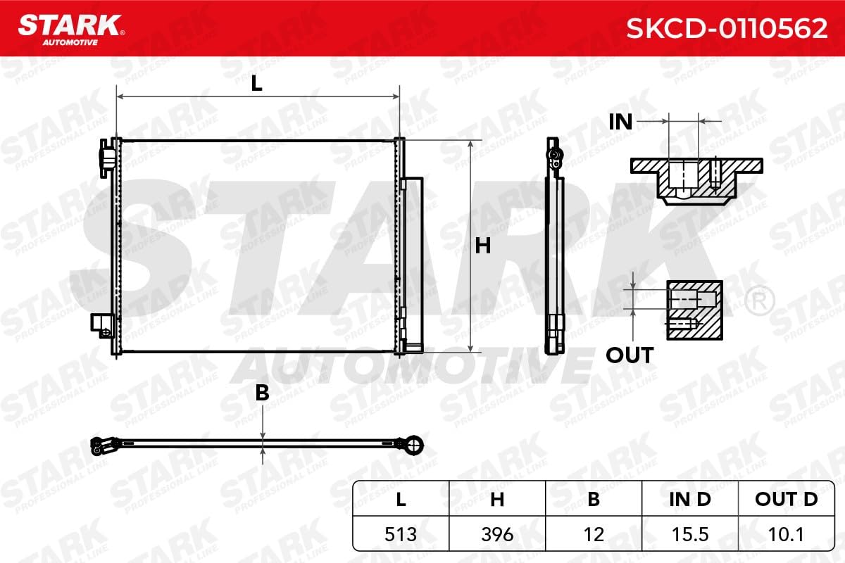 STARK SKCD-0110562 Condensatore climatizzatore con essiccatore Compatibilità con RENAULT Clio IV Hatchback BH