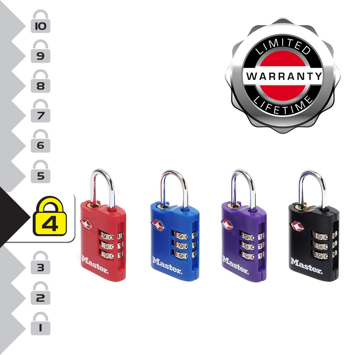 MASTER LOCK zestaw 2 kłódek TSA [losowe kolory] - 4686EURT - najlepiej nadaje się do bagażu i podróży