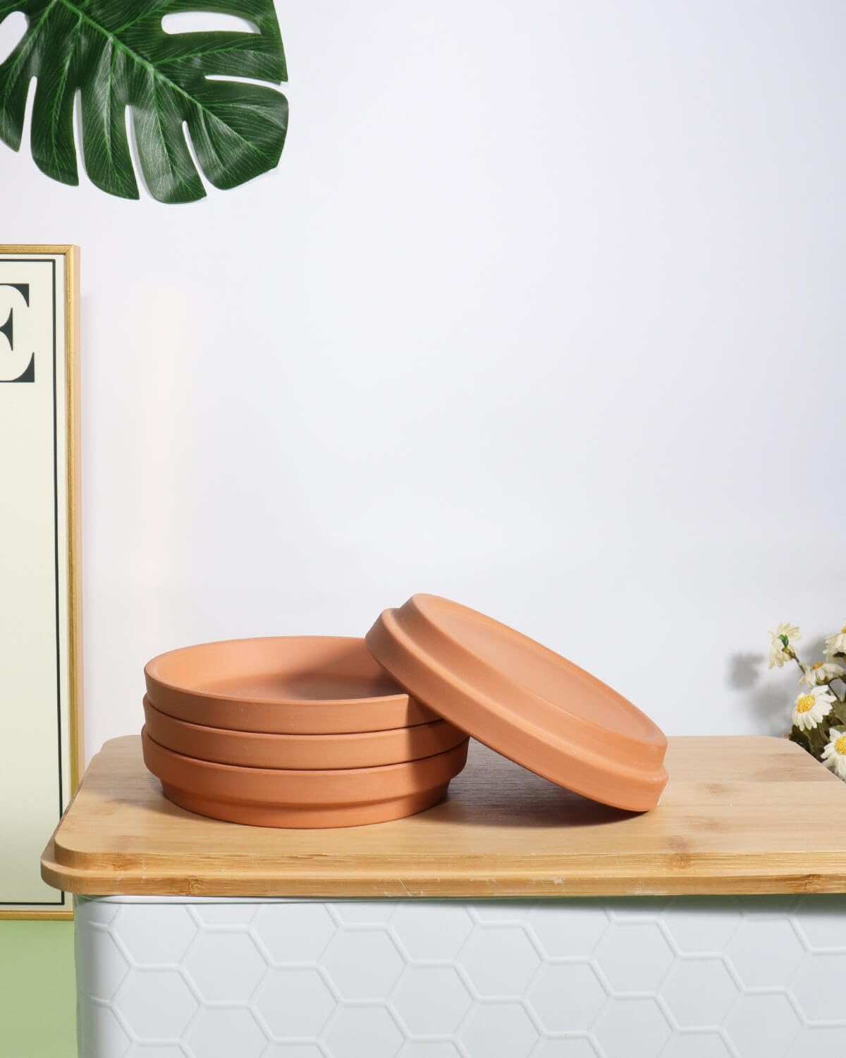 vensovo Lot de 6 petites soucoupes pour pot de fleurs en terre cuite de 12,7 cm, plateaux de fleurs en argile parfaits pour pot de fleurs de 10,2 cm, 11,4 cm, 12,7 cm avec trou de drainage