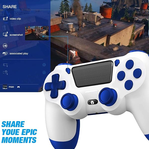 Wireless Controller for PS4, Joystick Controller for PS4/Slim/Pro/PC, Gamepad with Vibration, 3.5mm Audio Jack, Six-Axis Motion Control, Screenshot, Share Button, Touchpad - 5