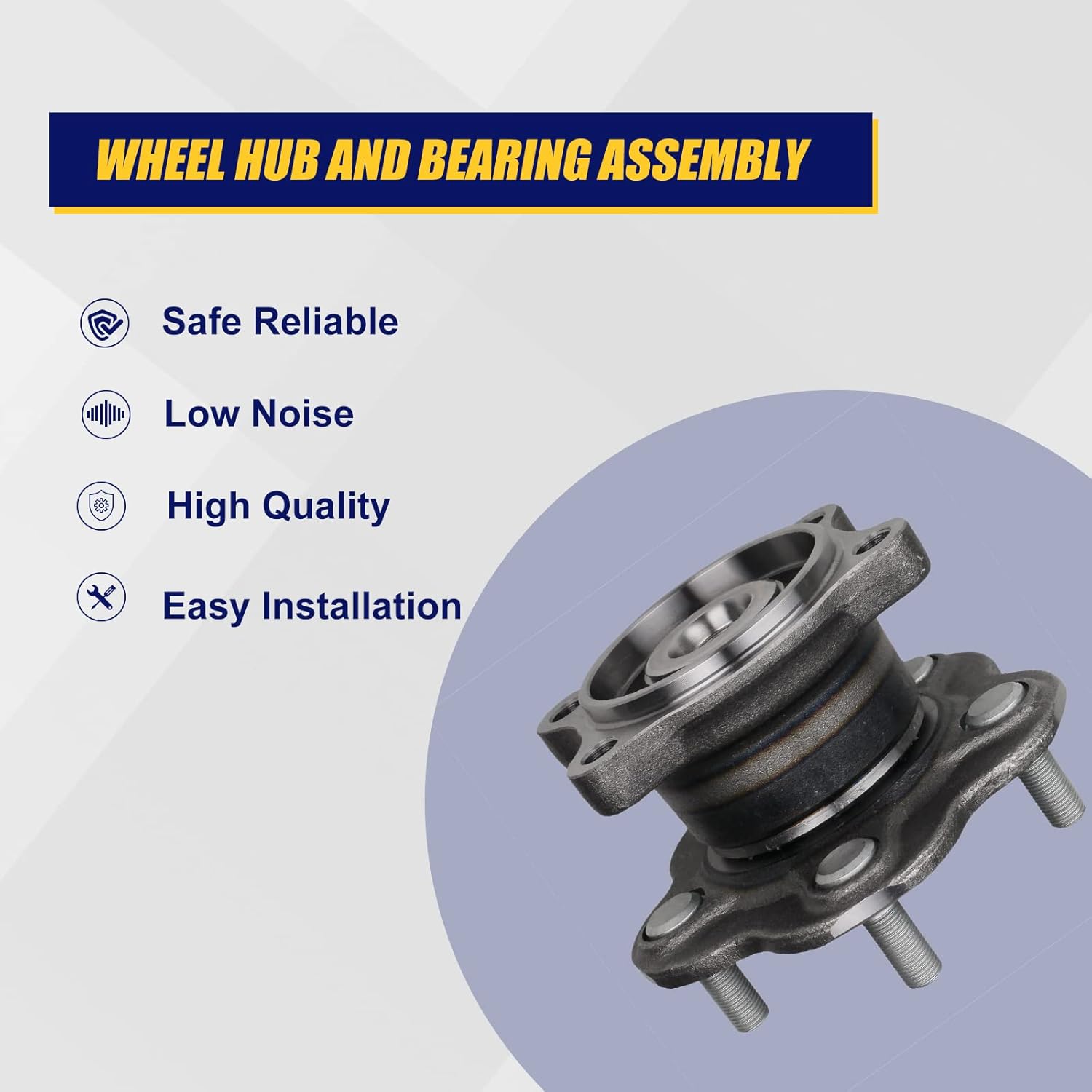 KUSATEC Rear Wheel Bearing & Hub Assembly - Compatible with 2002-2006 Nissan Altima, 2004-2008 Maxima, 2004-2009 Quest - 5 Lug w/ABS