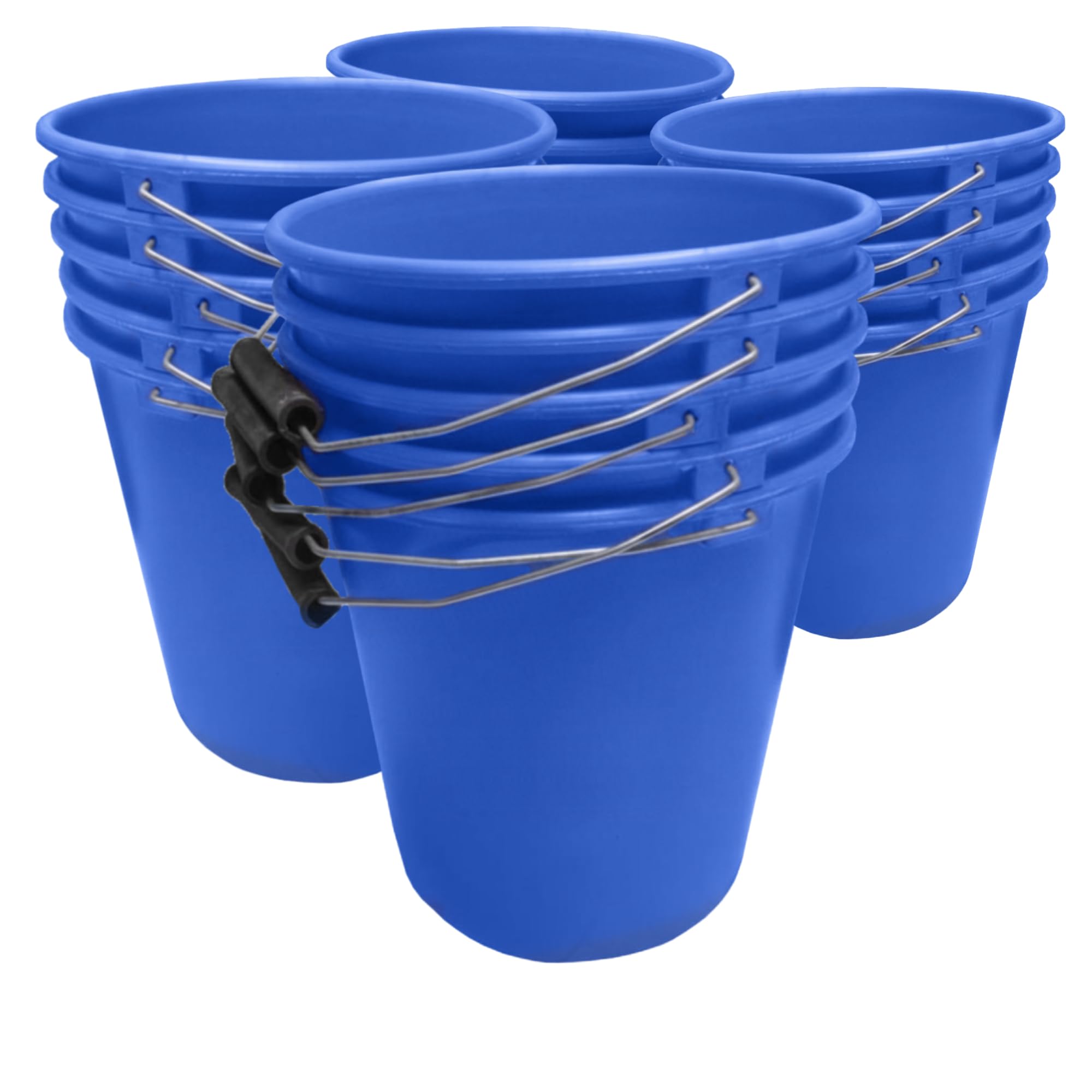 Blue Plastic Calf 1 GAL Bucket, Heavy Duty with Metal Handle 5L Animal Feed Water Buckets - Pack of 20