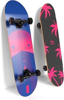 31"x8" Skateboard for Adults Teens Youths Kids Beginners, 8 Layer Canadian Maple Double Kick Deck Concave Fit for Skateboarding, Cruising, Carving, Tricks (with T Tool)