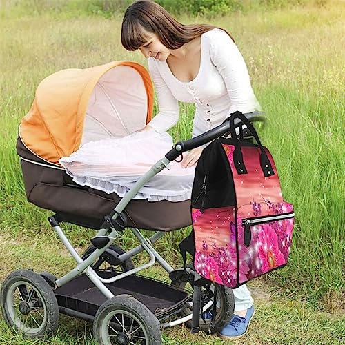 Sac à dos à langer papillon rose et violet noir taille unique - 6