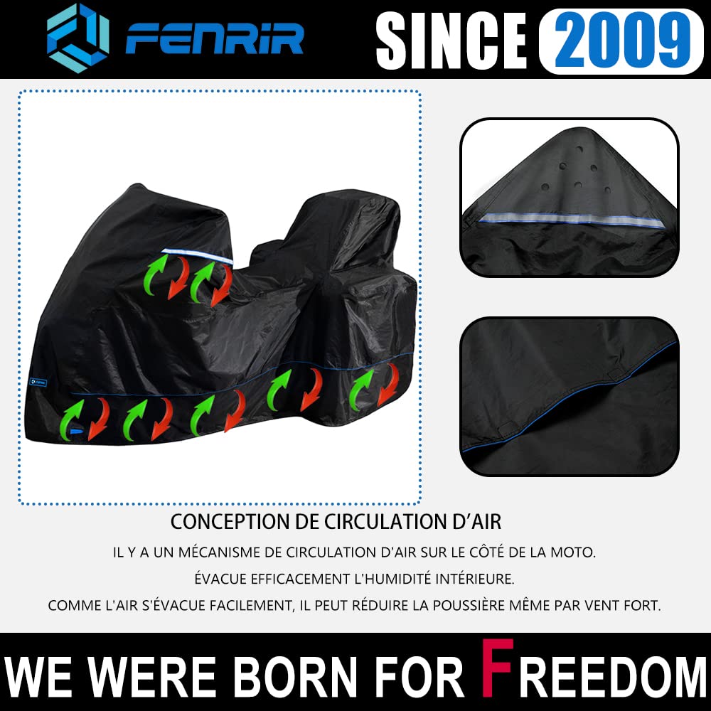 FENRIR 230CM 420D Bâche de Protection Housse Moto Exterieur Etanche pour Voyages d'aventure 1290 Super Adventure R1300GS R1250GS F850GS F750GS Versys Vstrom CB500X NC750X Africa Twin Tiger Multistrada