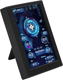 3.5in Mini IPS Screen, Rotational CPU RAM Data Monitor Computer Temp Monitor for PC Computer Case, Supports Stepless Dimming (Black)