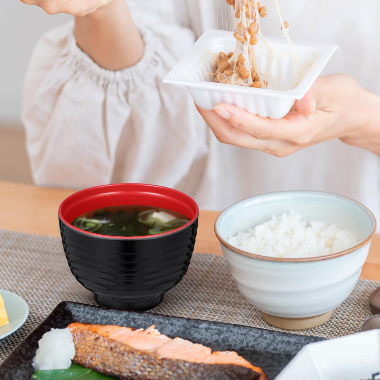 Doitool Set Di 3 Ciotole Giapponesi Piccole Da Zuppa Miso Con Coperchio Melaminica Resistente Al Calore 3.82 Pollici Facili Da Pulire Per Cucina Casa Ramen