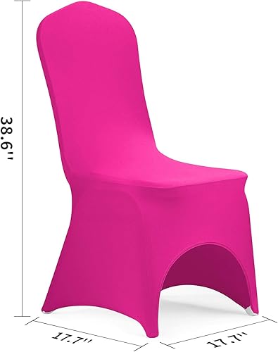 Miniatura 2 de Peomeise Funda elástica de elastano para silla de boda, fiesta, comedor, banquete, evento con respaldo abierto (fucsia, 12 unidades)