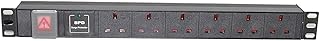 IONZ 6-Way Horizontal 13A Switched 19-Inch PDU Standardised Power Distribution Unit Surge Protected (with 1 x front LED)