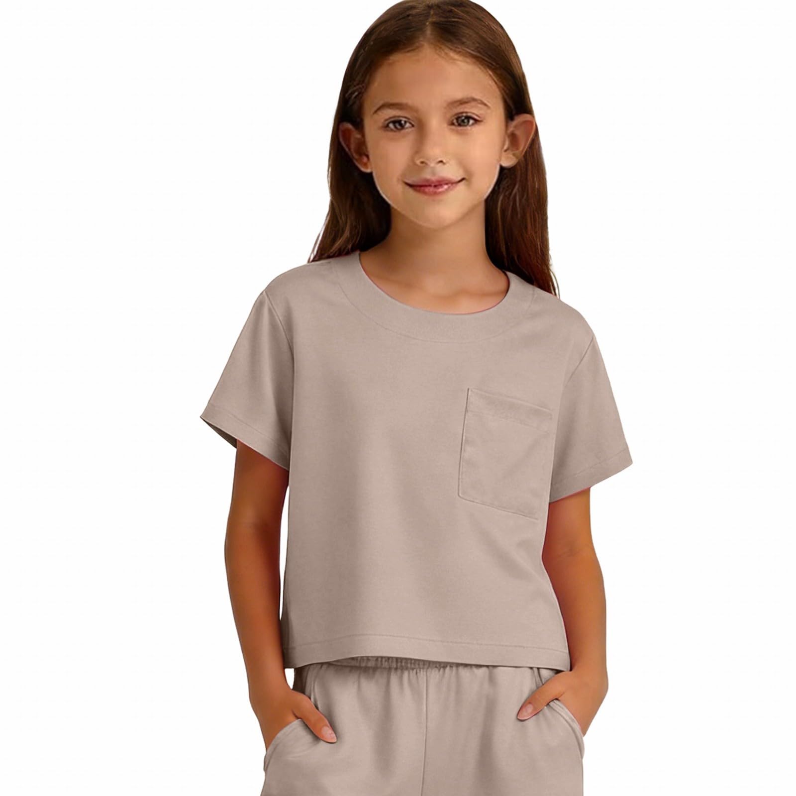 Mädchen Bekleidungssets Sommer Outfit 2-Teilig T-Shirt Und Weites Bein Hose Set Girls Mode Freizeitanzug Zweiteiler Kinderkleidung Einfarbig Outdoor Mädchenbekleidung Kinder