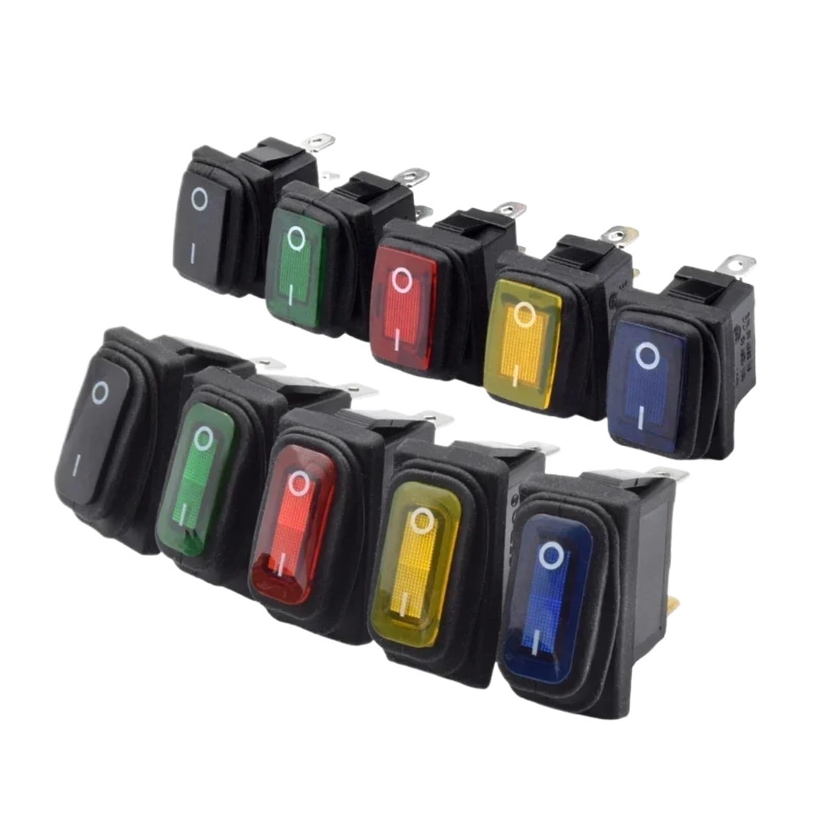 KCD1 KCD3 Przełącznik światła Przycisk Wodoodporny podświetlany Przełącznik Rocker 12V 220V Lampa 2/3-pinowa SPST ON OFF Car Dashboard Boat Navy (RED_ON-OFF_12-24V)