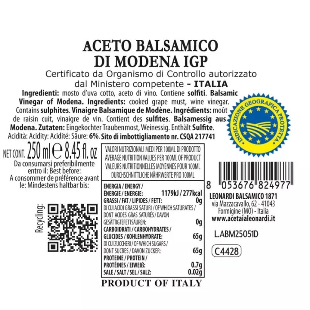 Vinaigre balsamique de Modène IGP Série 15 Goutte 250 ml