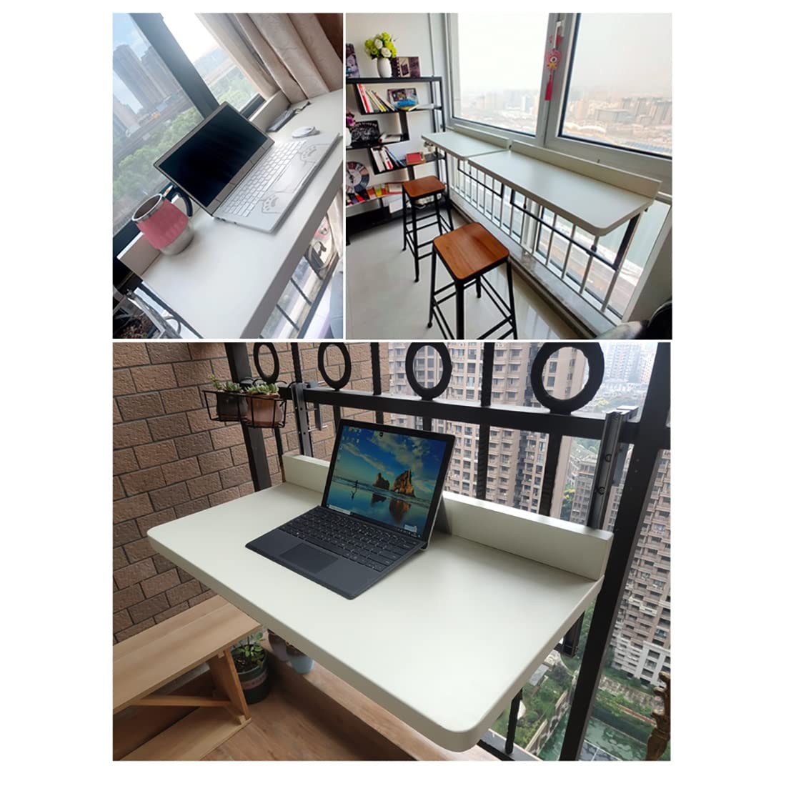 Table De Balcon Suspendue, Table Pliante,table Jardin Exterieur,Multifonctionnel de Levage Petite Barre,Table Balustrade Terrasse,Table Suspendue Rabattable,table Console Extensible ( Color : Nero , S