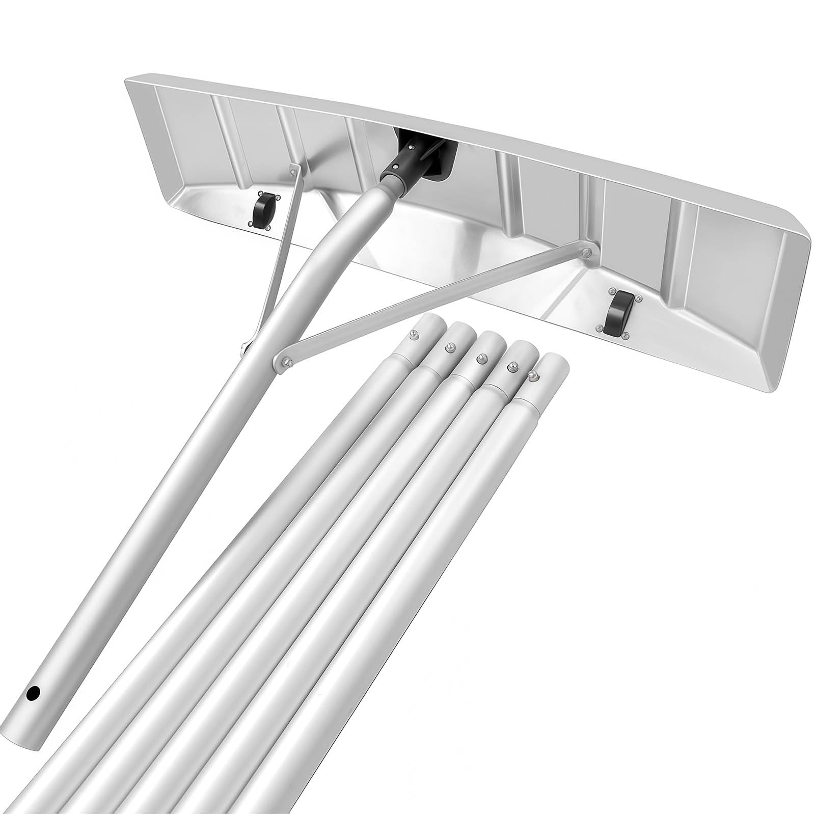 Wysuwana grabie do odśnieżania, do usuwania śniegu, łopatka do śniegu z kółkami i aluminiowym ostrzem 66 cm, do dachu domu, również do usuwania zanieczyszczeń