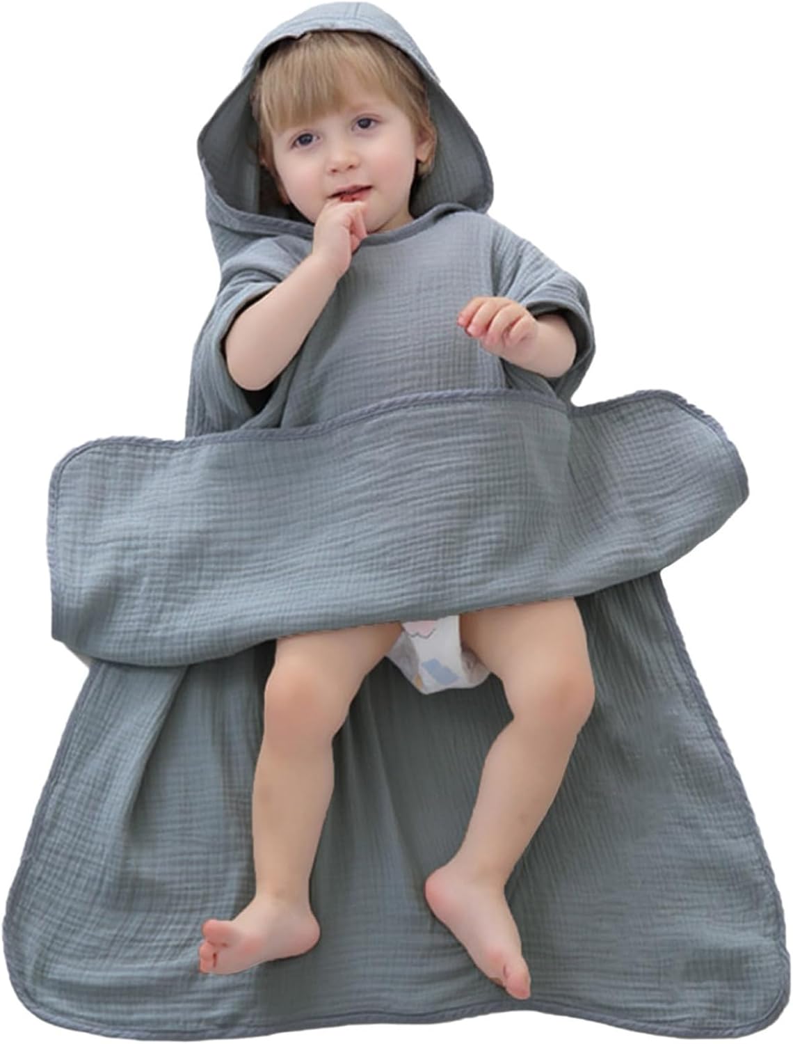 Infant Swim Coverup Boy Girl Solid Color Hooded Poncho Baby Swimsuit Cover Up