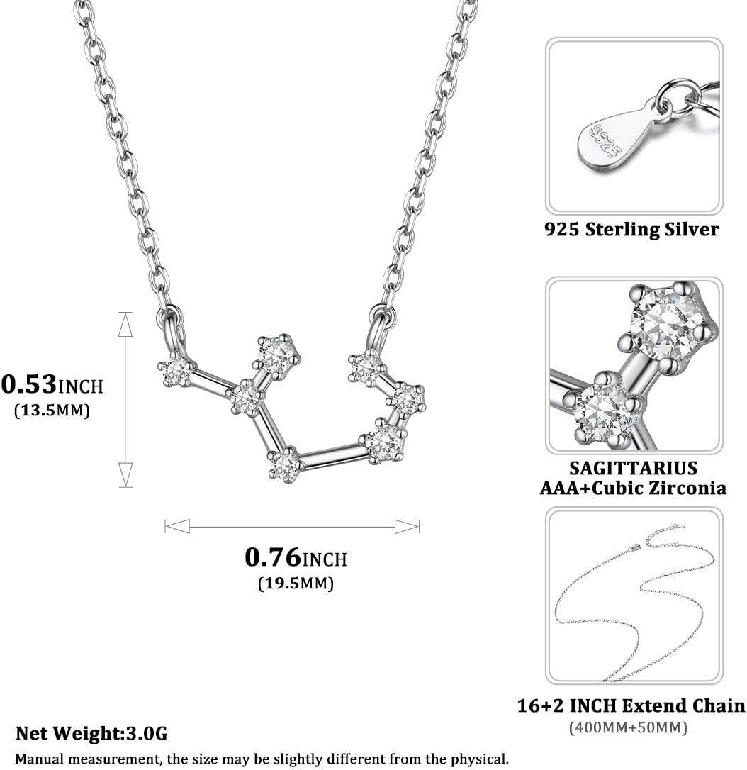 ChicSilver 925 Sterling Silver CZ Astrology 12 Constellation Horoscope Zodiac Necklace Birthday Gift,16-18 inch(with Gift Box) - Image 6