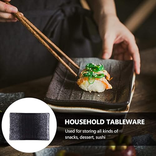 Miniatura 7 de Hemoton Bandeja de cerámica para servir sushi, platos rectangulares de porcelana japonesa, platos de servir para ensalada de sushi, pasta y queso