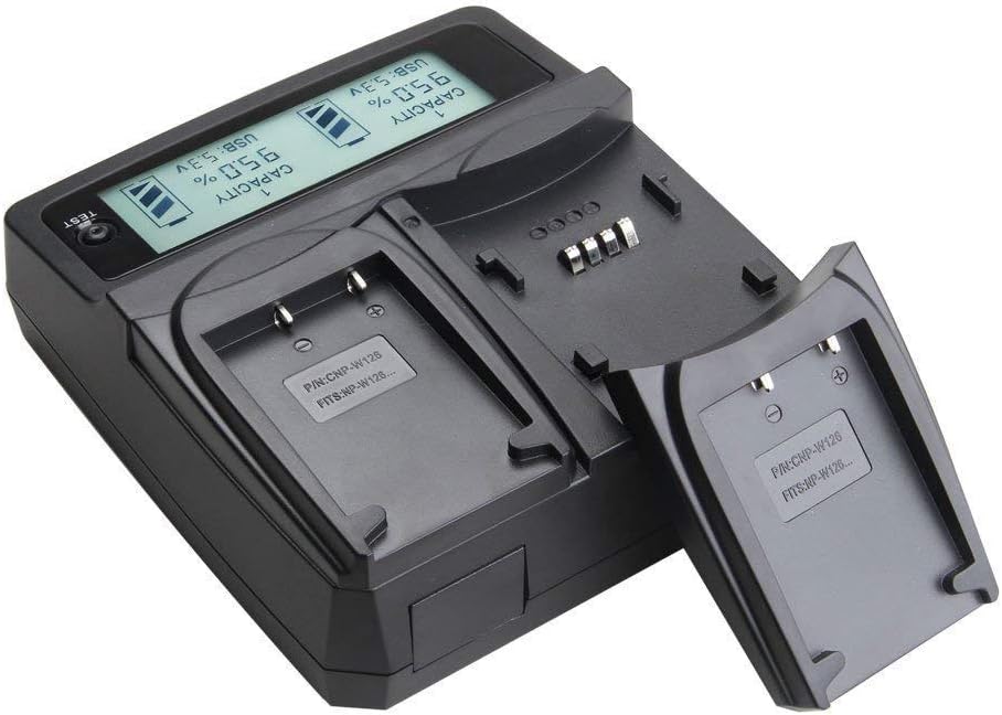 NP-W126 NPW126 W126 Fast Duo LCD Battery Charger with 2 Battery Plates for Fuji Fujifilm FinePix HS30EXR HS33EXR HS35EXR HS50EXR X Series X-A1 X-E1 X-E2 X-M1 X-Pro 1 X-T1
