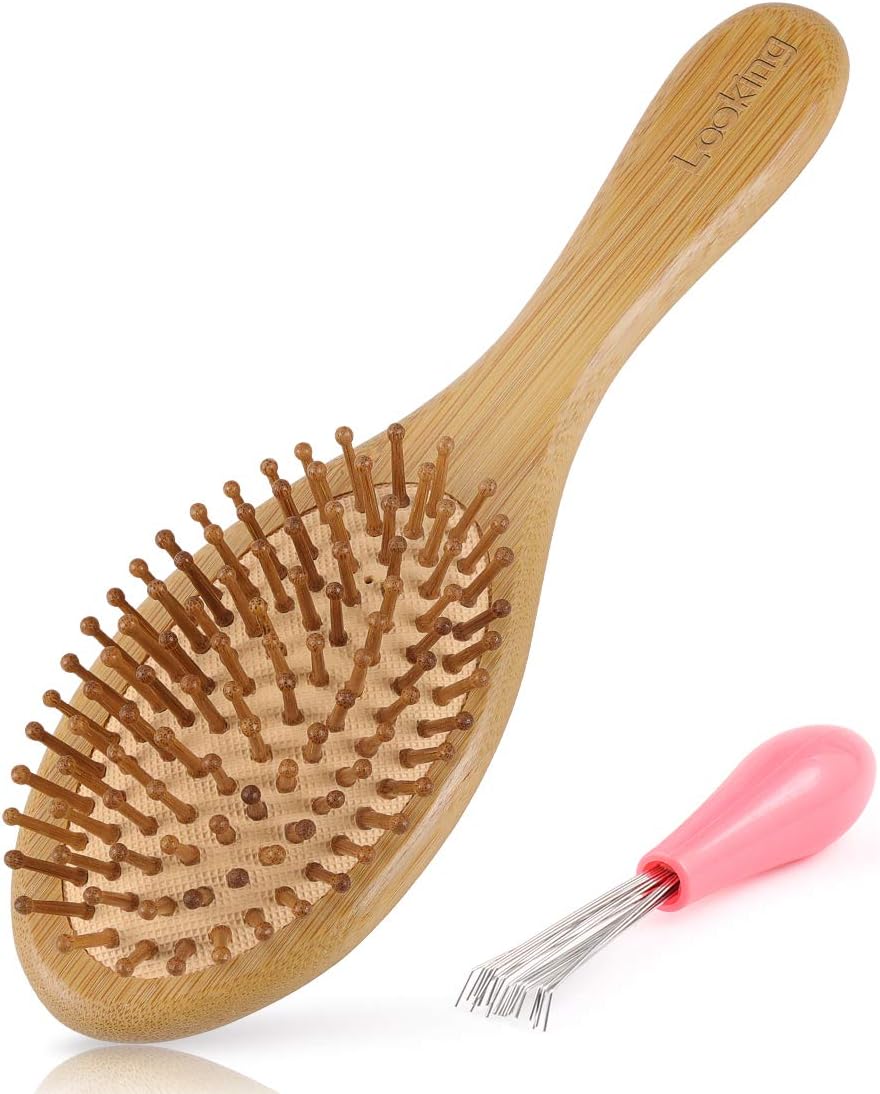 357円 73 以上節約 ブラシ ヘア ヘアブラシ レディース Looking木製 くし 静電気防止 絡まない クシ ヘアケア 櫛 髪の毛 脱毛防止 頭皮 肩 顔 血行促進 ダメージ軽減 パドルブラシ 美髪ケア サラサラ 艶髪 メンズ