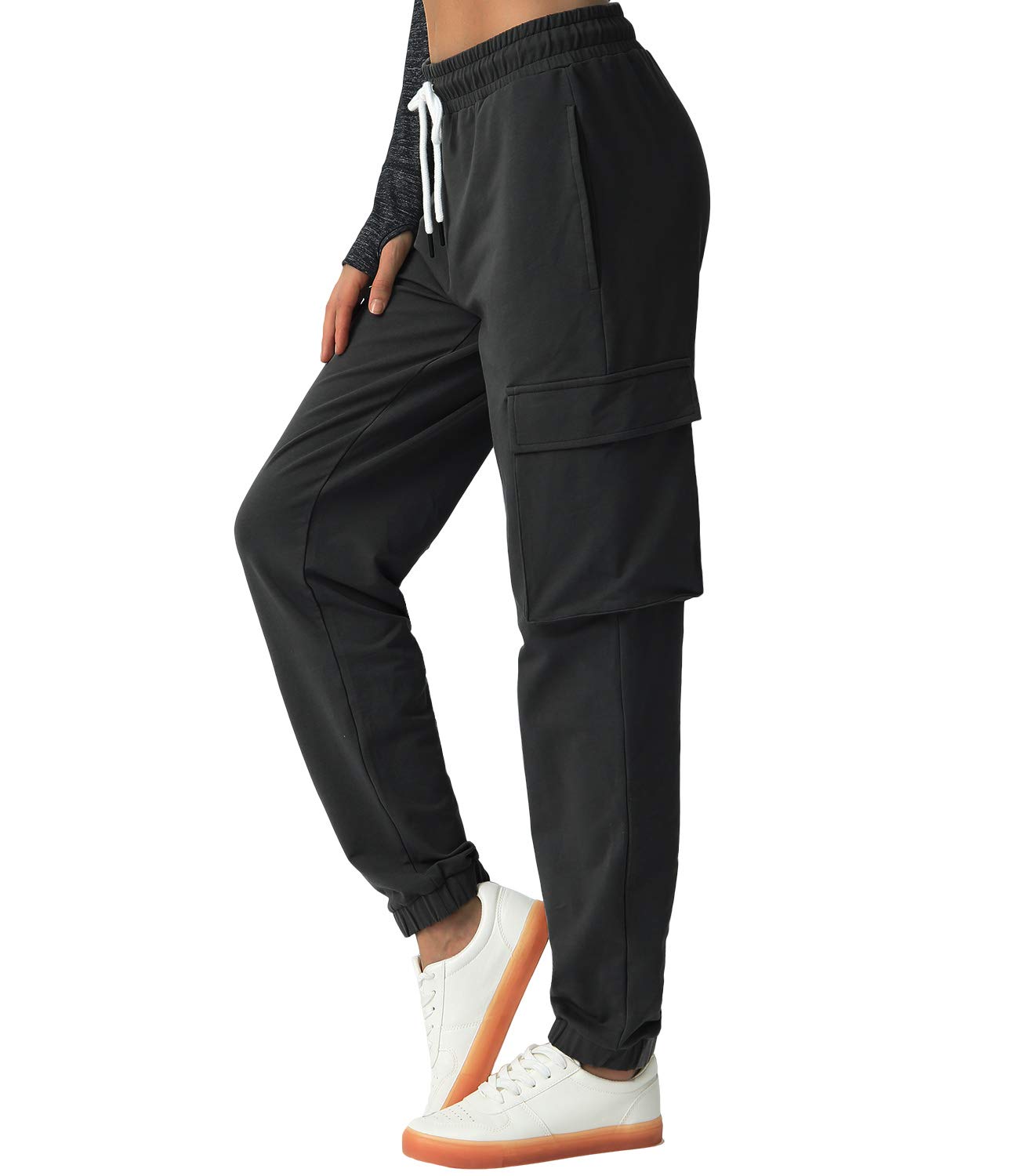 SPECIALMAGICWomen's Cargo Sweatpants Cotton Athletic Joggers 4 Pockets Sporty Pants