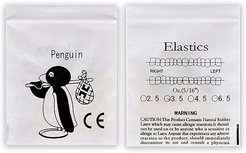 Miniatura 3 de MIBICIRI Paquete de 5 (500 piezas) 516 pulgadas, bandas de goma de ortodoncia elástica de ortodoncia (pingüino)